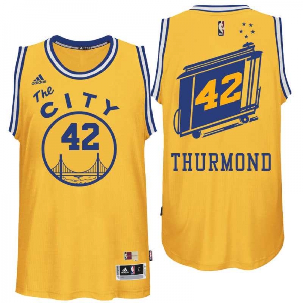 Golden State Warriors #42 Nate Thurmond Hardwood Classics Swingman Gold Jersey