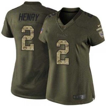 Women's Nike Tennessee Titans #2 Derrick Henry Green Stitched NFL Limited Salute to Service Jersey