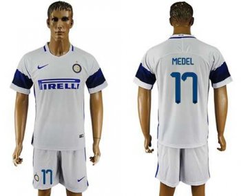 Inter Milan #17 Medel White Away Soccer Club Jersey