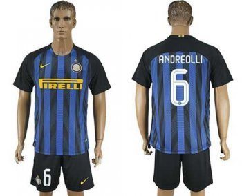 Inter Milan #6 Andreolli Home Soccer Club Jersey