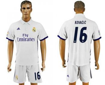 Real Madrid #16 Kovacic White Home Soccer Club Jersey