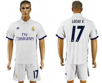 Real Madrid #17 Lucas V. White Home Soccer Club Jersey