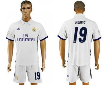 Real Madrid #19 Modric White Home Soccer Club Jersey