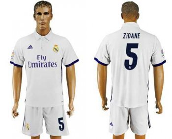 Real Madrid #5 Zidane White Home Soccer Club Jersey