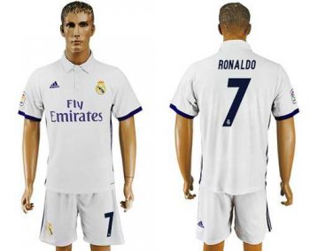 Real Madrid #7 Ronaldo White Home Soccer Club Jersey