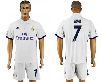 Real Madrid #7 Rual White Home Soccer Club Jersey