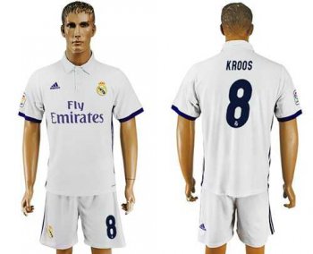 Real Madrid #8 Kroos White Home Soccer Club Jersey