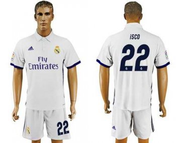 Real Madrid #22 Isco White Home Soccer Club Jersey