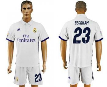 Real Madrid #23 Beckham White Home Soccer Club Jersey