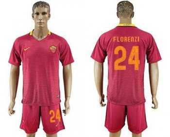 Roma #24 Florenzi Red Home Soccer Club Jersey