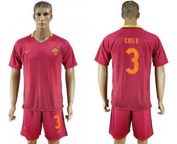 Roma #3 Cole Red Home Soccer Club Jersey