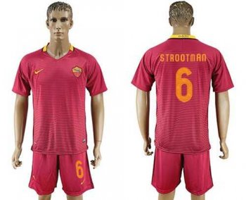 Roma #6 Strootman Red Home Soccer Club Jersey