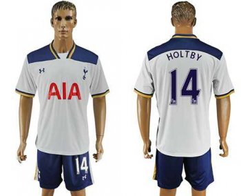 Tottenham Hotspur #14 Holtby White Home Soccer Club Jersey