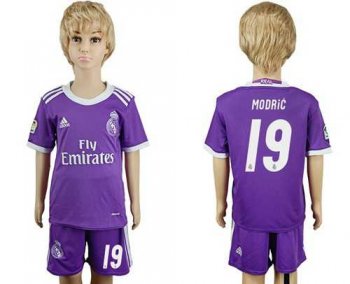 Real Madrid #19 Modric Away Kid Soccer Club Jersey