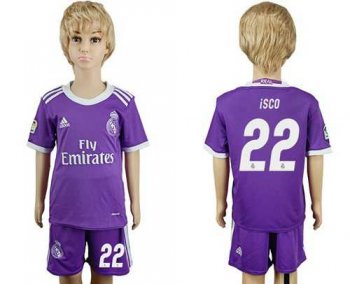 Real Madrid #22 Isco Away Kid Soccer Club Jersey