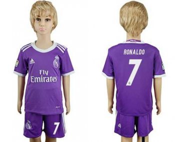 Real Madrid #7 Ronaldo Away Kid Soccer Club Jersey