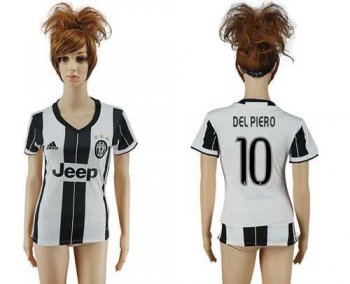 Women's Juventus #10 Del Piero Home Soccer Club Jersey