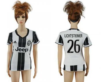 Women's Juventus #26 Lichtsteiner Home Soccer Club Jersey