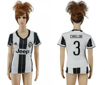 Women's Juventus #3 Chiellini Home Soccer Club Jersey