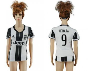 Women's Juventus #9 Morata Home Soccer Club Jersey