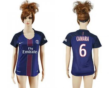 Women's Paris Saint-Germain #6 Camara Home Soccer Club Jersey