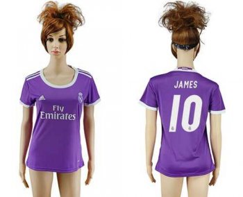 Women's Real Madrid #10 James Away Soccer Club Jersey