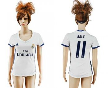 Women's Real Madrid #11 Bale Home Soccer Club Jersey