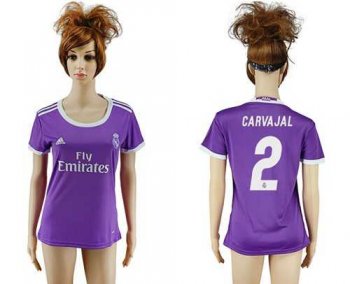 Women's Real Madrid #2 Carvajal Away Soccer Club Jersey