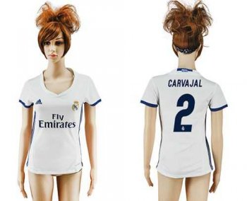 Women's Real Madrid #2 Carvajal Home Soccer Club Jersey