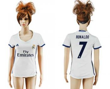 Women's Real Madrid #7 Ronaldo Home Soccer Club Jersey