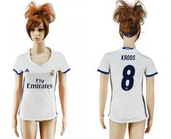 Women's Real Madrid #8 Kroos Home Soccer Club Jersey