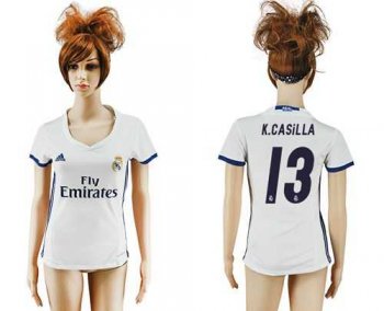 Women's Real Madrid #13 K.Casilla Home Soccer Club Jersey