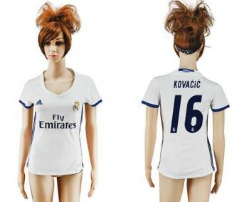 Women's Real Madrid #16 Kovacic Home Soccer Club Jersey