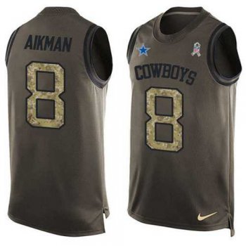 Nike Dallas Cowboys #8 Troy Aikman Green Men's Stitched NFL Limited Salute To Service Tank Top Jersey