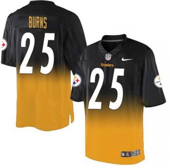 Nike Pittsburgh Steelers #25 Artie Burns Black Gold Men's Stitched NFL Elite Fadeaway Fashion Jersey