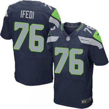 Nike Seattle Seahawks #76 Germain Ifedi Steel Blue Team Color Men's Stitched NFL Elite Jersey