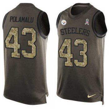 Nike Pittsburgh Steelers #43 Troy Polamalu Green Men's Stitched NFL Limited Salute To Service Tank Top Jersey