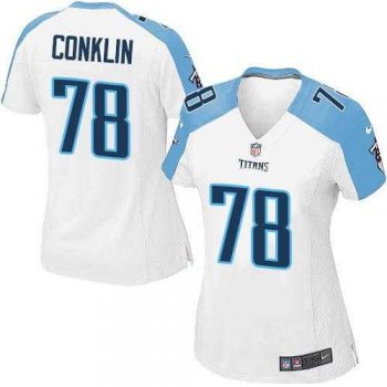 Women's Nike Tennessee Titans #78 Jack Conklin White Stitched NFL Elite Jersey