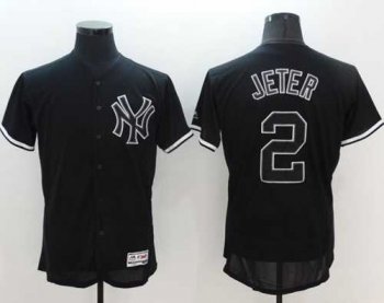 New York Yankees #2 Derek Jeter Black Fashion Flexbase Authentic Collection Stitched Baseball Jersey