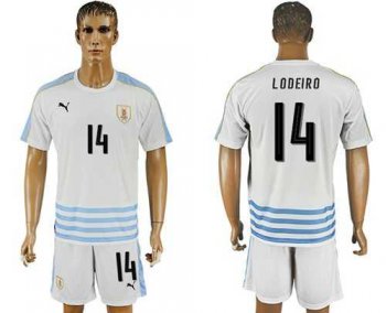 Uruguay #14 Lodeiro Away Soccer Country Jersey