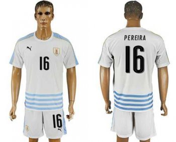 Uruguay #16 Pereira Away Soccer Country Jersey