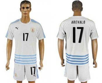 Uruguay #17 Arevalo Away Soccer Country Jersey