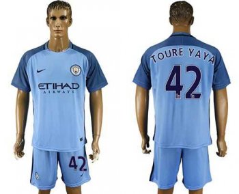 Manchester City #42 Toure Yaya Home Soccer Club Jersey