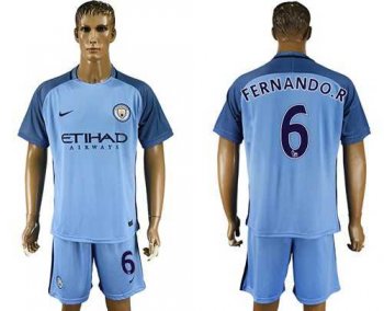 Manchester City #6 Fernando.R Home Soccer Club Jersey