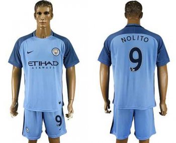 Manchester City #9 Nolito Home Soccer Club Jersey