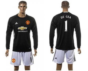 Manchester United #1 De Gea Black Goalkeeper Long Sleeves Soccer Club Jersey