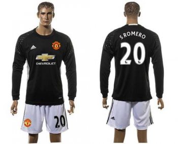 Manchester United #20 Sromero Black Goalkeeper Long Sleeves Soccer Club Jersey