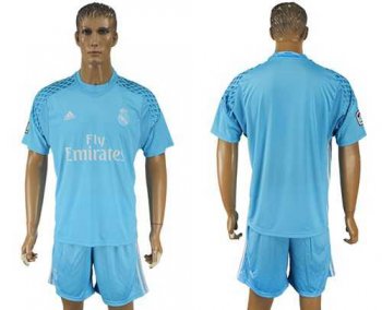 Real Madrid Blank Sky Blue Goalkeeper Soccer Club Jersey