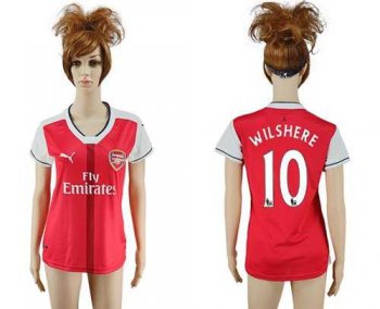 Women's Arsenal #10 Wilshere Home Soccer Club Jersey