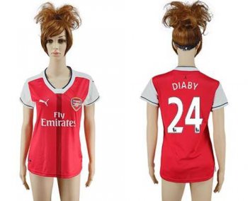 Women's Arsenal #24 Diaby Home Soccer Club Jersey